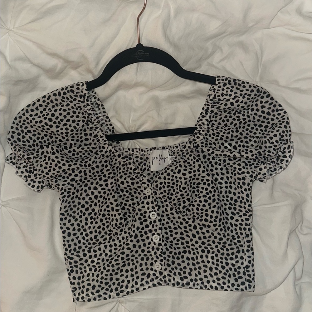 Princess Polly Black and White Polka Dot Crop Top